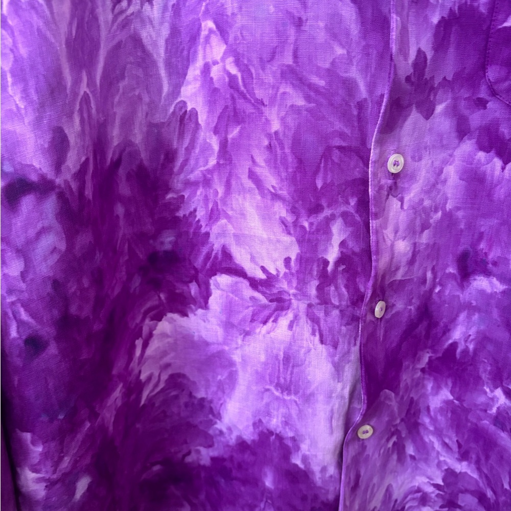 Kiwi Purple Casual Button Down Shirt with Tie-Dye Design - Picture 4 of 16